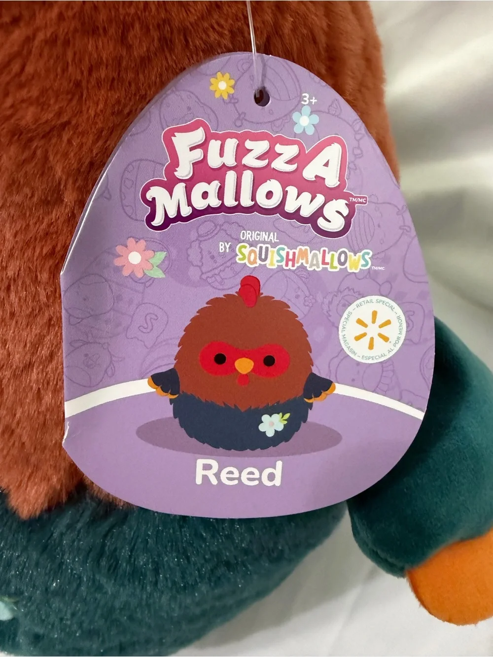 NWT-Squishmallows Fuzz a Mallows Reed Bird Plush retail exclusive - Brown & Teal